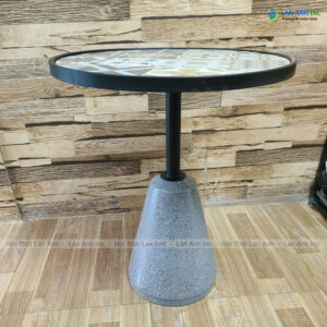 Bàn cafe chân sắt trụ bê tông mặt gạch men BSK07