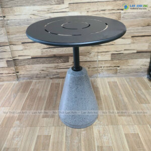 Bàn cafe mặt tôn CNC chân bê tông giả đá mài BSK08