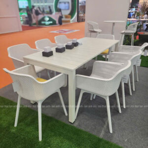 Bộ bàn ăn ngoài trời 8 ghế hiện đại BBCF97