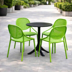 Bộ bàn ghế cafe nhựa đúc nguyên khối BBCF118