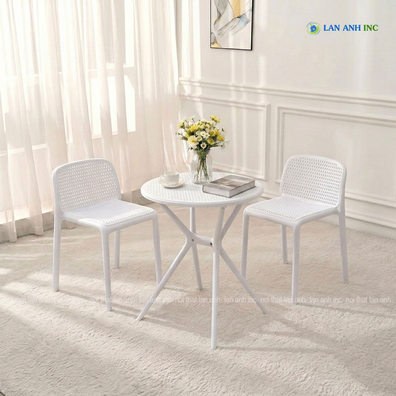 Bộ bàn ghế cafe BBCF107 tròn 2 ghế nhựa đúc nguyên khối đẹp hiện đại Bộ bàn ghế cafe BBCF107 tròn 2 ghế nhựa đúc nguyên khối đẹp hiện đại