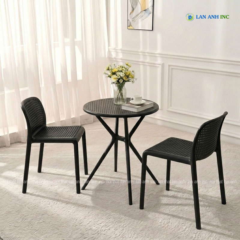 Bộ bàn ghế cafe tròn 2 ghế nhựa đúc nguyên khối đẹp hiện đại BBCF107 Bộ bàn ghế cafe tròn 2 ghế nhựa đúc nguyên khối đẹp hiện đại BBCF107
