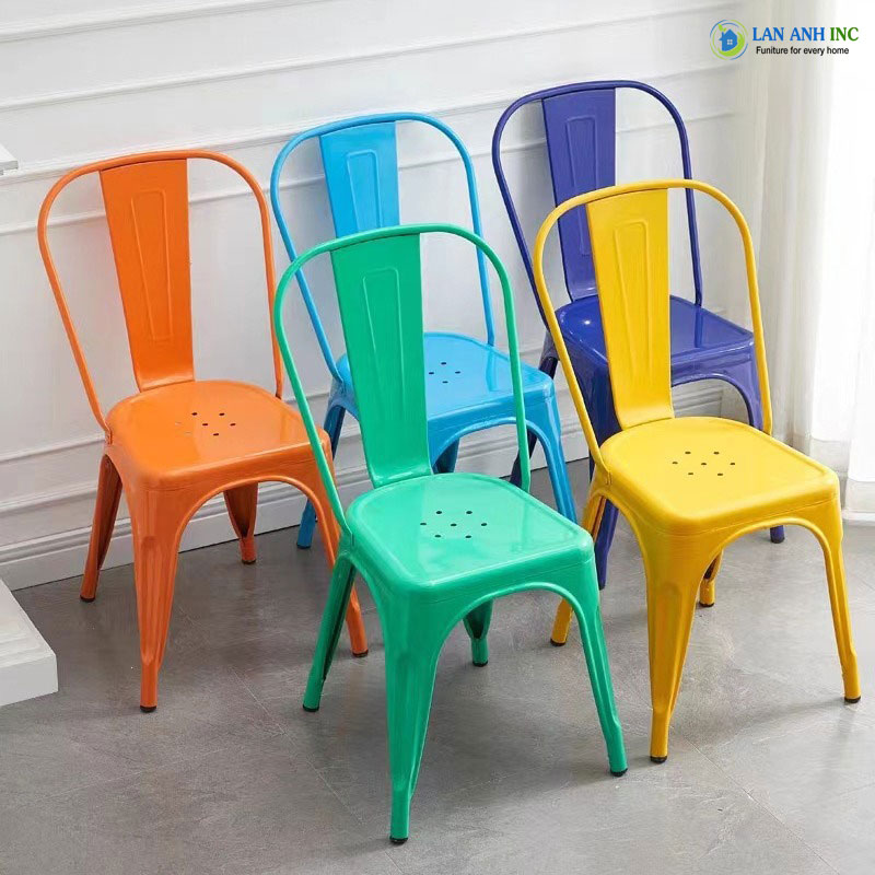 Ghế sắt tolix LAG18 cafe, bàn ăn ngoài trời nhiều màu đẹp giá rẻ 