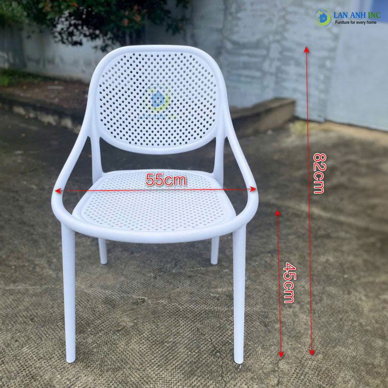 Kích thước ghế nhựa đúc xếp chồng cao cấp.