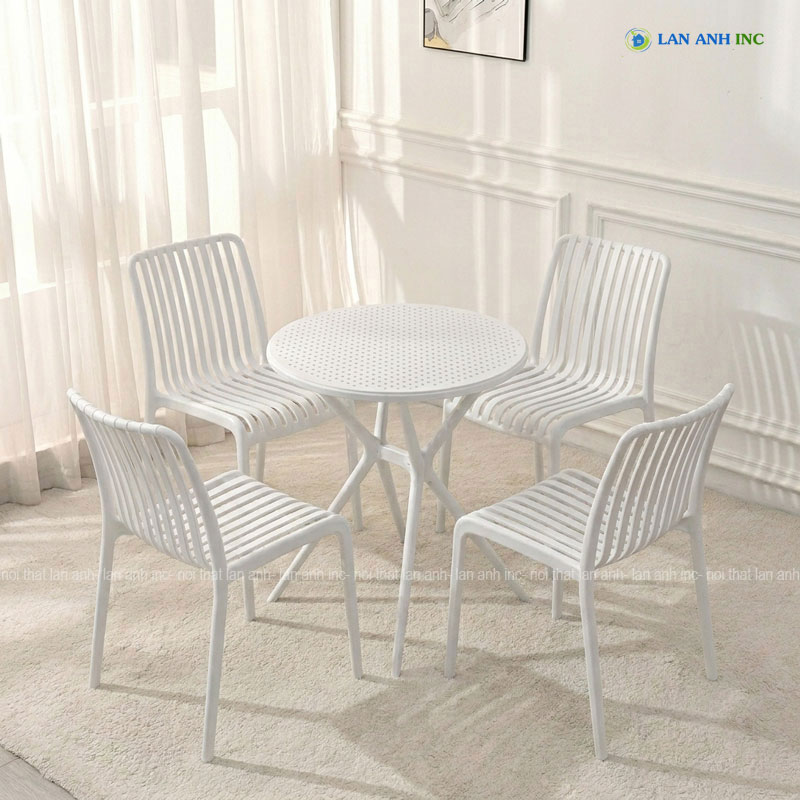 Bộ bàn ghế cafe BBCF119 tròn 4 ghế nhựa đúc nguyên khối đẹp hiện đại Bộ bàn ghế cafe BBCF119 tròn 4 ghế nhựa đúc nguyên khối đẹp hiện đại